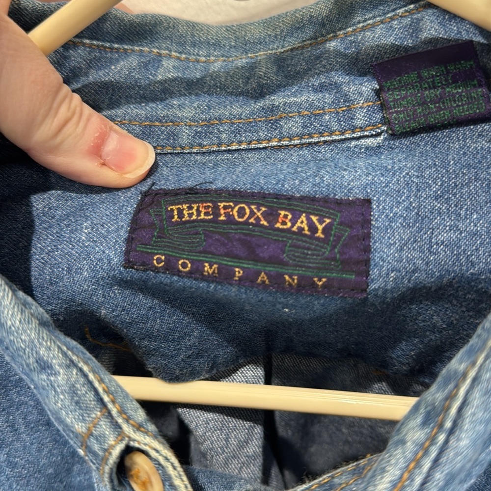 The Fox Bay Company Denim Long Sleeve Button Up Shirt Blue Size Men's Large - Picture 3 of 6